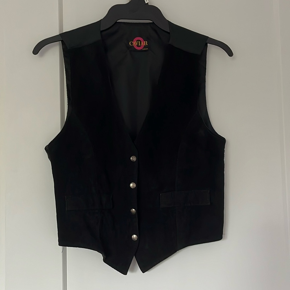 CAVIAR black tailored soft suede vest. Vintage 90s Unisex